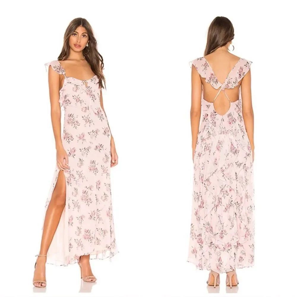 LoveShackFanacy Sally Pink Floral Dress With Ruffle